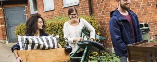 Group of friends moving house